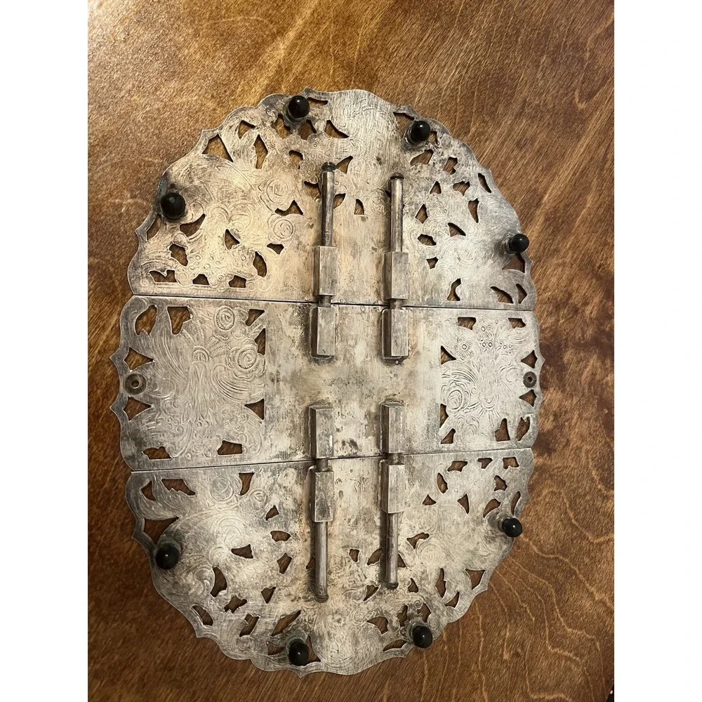 Adjustable Silver Plated Footed  Trivet Stand
